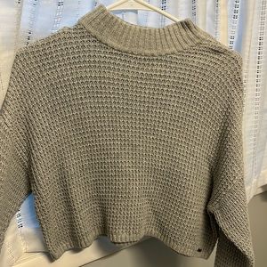 Hollister Mock Neck Waffle Sweater-Grey